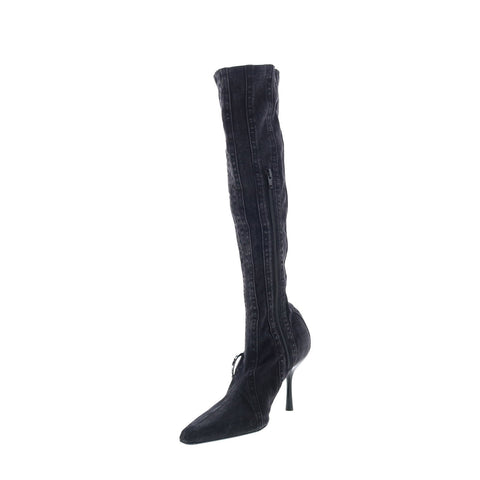 Diesel D-Eclipse KBT Y03222-P0585-H1939 Womens Black Canvas Knee High Boots