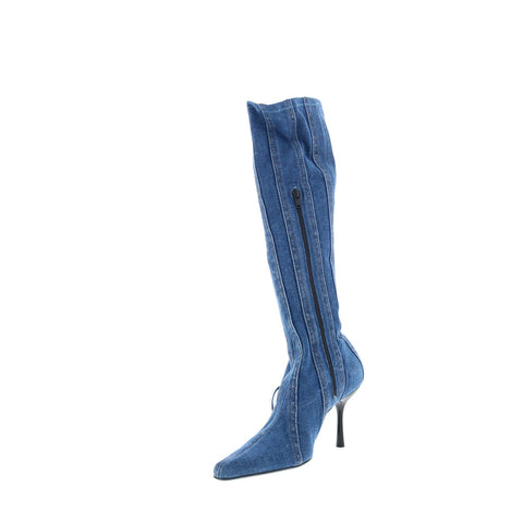 Diesel D-Eclipse KBT Y03222-P0585-H5414 Womens Blue Canvas Knee High Boots