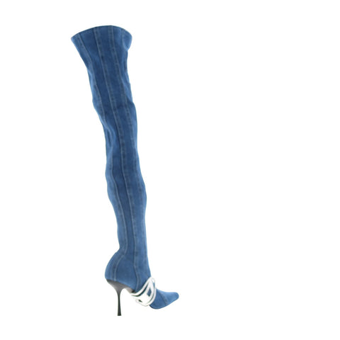 Diesel D-Eclipse TBT C Y03223-P0585-H5414 Womens Blue Over The Knee Boots