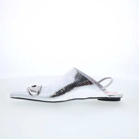 Diesel D-Venus B Y03367-P6356-T9002 Womens Silver Slingback Flats Shoes