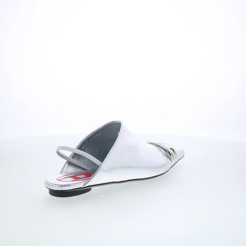 Diesel D-Venus B Y03367-P6356-T9002 Womens Silver Slingback Flats Shoes