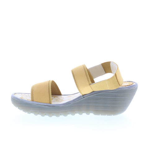 Fly London Yaco YACO416FLY-004 Womens Yellow Leather Wedges Sandals Shoes