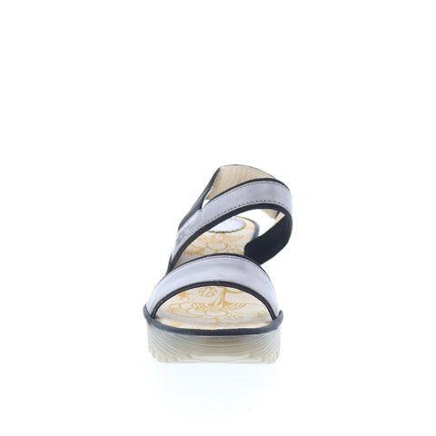 Fly London Yaco YACO416FLY-006 Womens Gray Leather Wedges Sandals Shoes