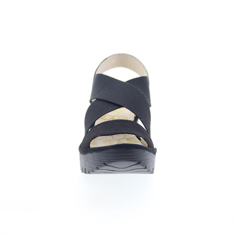 Fly London Yaji YAJI888FLY-000 Womens Black Leather Wedges Sandals Shoes