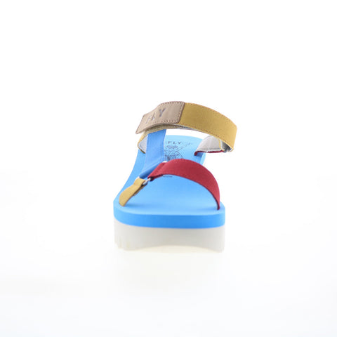 Fly London Yaka YAKA037FLY-003 Womens Blue Leather Platform Sandals Shoes