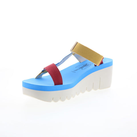 Fly London Yaka YAKA037FLY-003 Womens Blue Leather Platform Sandals Shoes