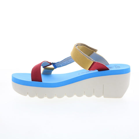 Fly London Yaka YAKA037FLY-003 Womens Blue Leather Platform Sandals Shoes