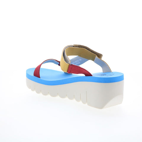 Fly London Yaka YAKA037FLY-003 Womens Blue Leather Platform Sandals Shoes