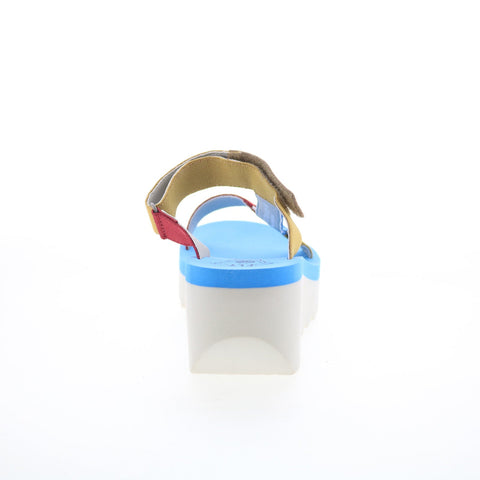 Fly London Yaka YAKA037FLY-003 Womens Blue Leather Platform Sandals Shoes