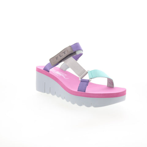 Fly London Yaka YAKA037FLY-001 Womens Gray Leather Platform Sandals Shoes