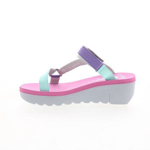 Fly London Yaka YAKA037FLY-001 Womens Gray Leather Platform Sandals Shoes