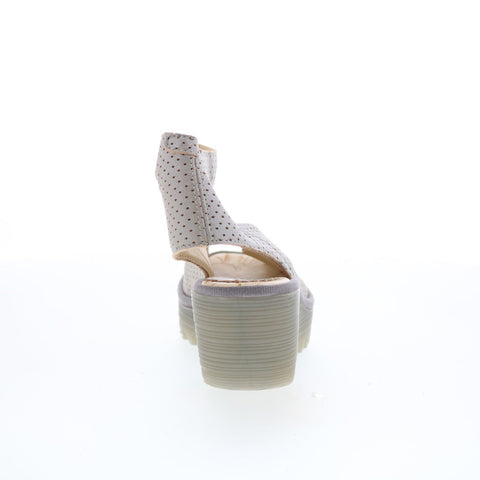 Fly London Yala YALA376FLY PERF-059 Womens Beige Leather Wedges Sandals Shoes