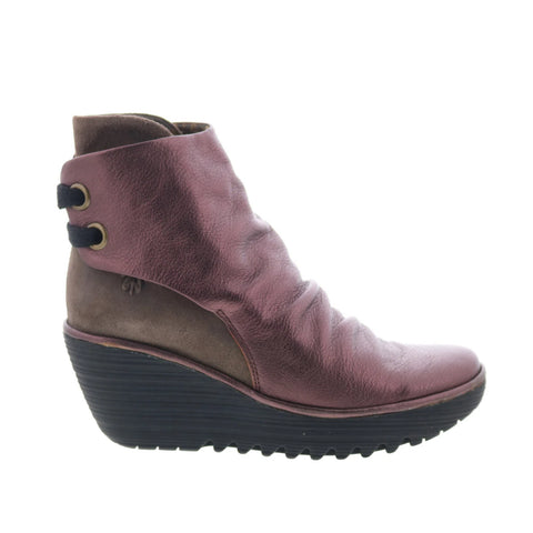 Fly London Yama YAMA-064 Womens Burgundy Leather Casual Dress Boots