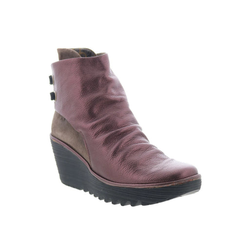 Fly London Yama YAMA-064 Womens Burgundy Leather Casual Dress Boots