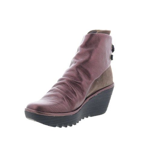 Fly London Yama YAMA-064 Womens Burgundy Leather Casual Dress Boots