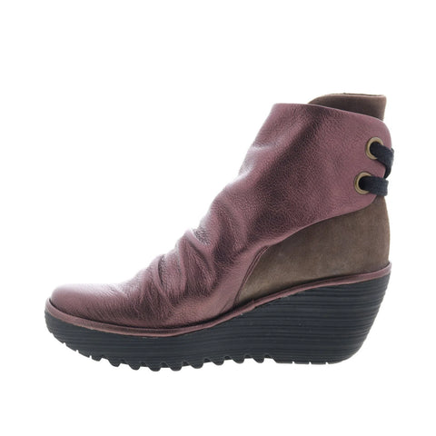 Fly London Yama YAMA-064 Womens Burgundy Leather Casual Dress Boots