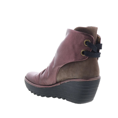 Fly London Yama YAMA-064 Womens Burgundy Leather Casual Dress Boots