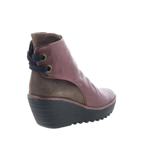 Fly London Yama YAMA-064 Womens Burgundy Leather Casual Dress Boots