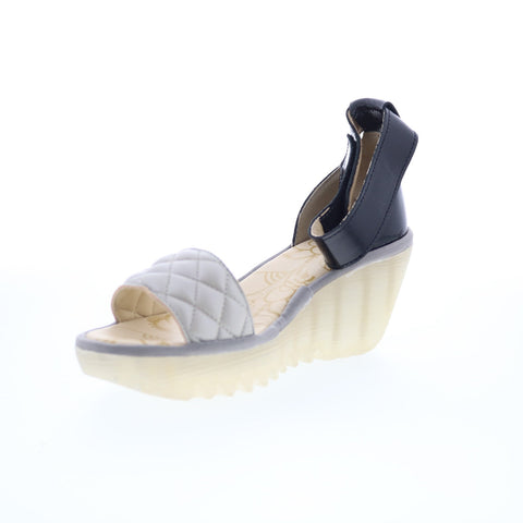 Fly London Yaru YARU471FLY-001 Womens Silver Leather Wedges Sandals Shoes