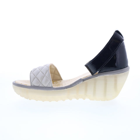 Fly London Yaru YARU471FLY-001 Womens Silver Leather Wedges Sandals Shoes