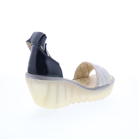 Fly London Yaru YARU471FLY-001 Womens Silver Leather Wedges Sandals Shoes
