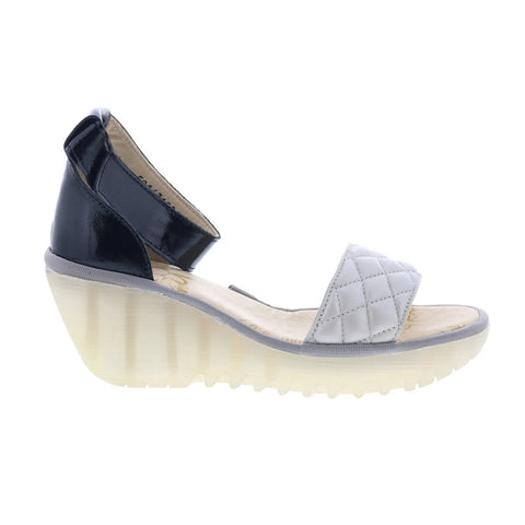 Fly London Yaru YARU471FLY-001 Womens Silver Leather Wedges Sandals Shoes