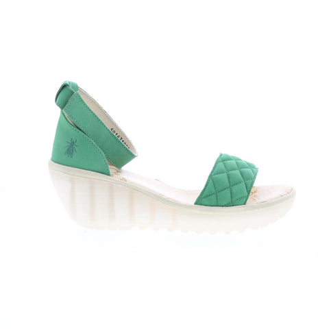 Fly London Yaru YARU471FLY-002 Womens Green Leather Wedges Sandals Shoes