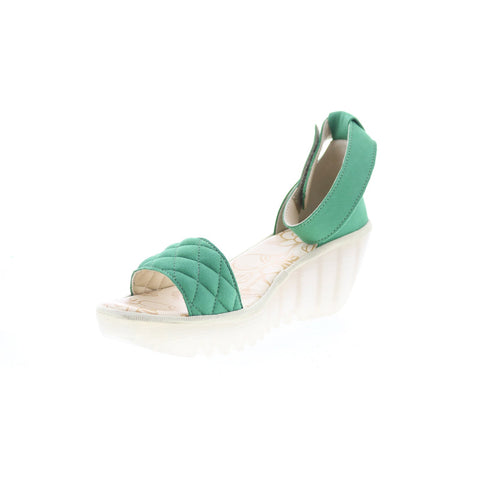 Fly London Yaru YARU471FLY-002 Womens Green Leather Wedges Sandals Shoes