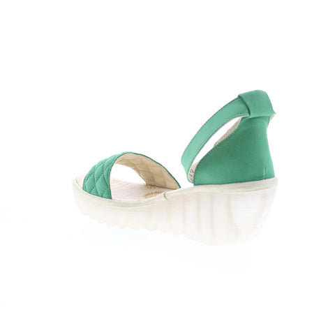 Fly London Yaru YARU471FLY-002 Womens Green Leather Wedges Sandals Shoes