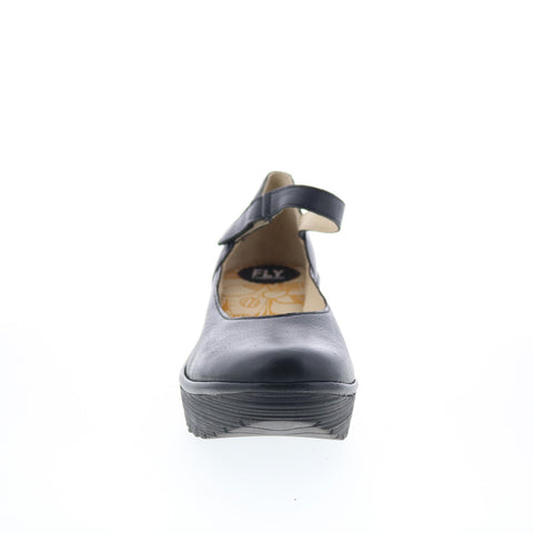 Fly London Yawo YAWO345FLY-000 Womens Black Leather Mary Jane Flats Shoes