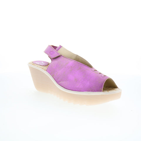 Fly London Yeay YEAY387FLY-013 Womens Pink Leather Wedges Sandals Shoes