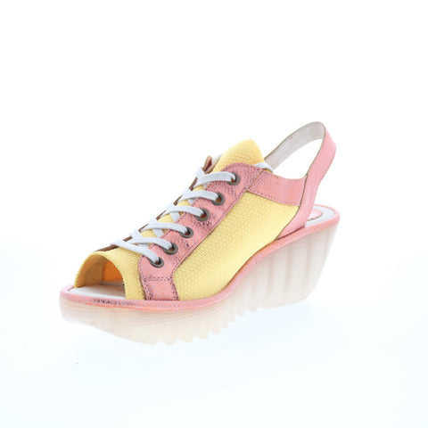 Fly London Yedu YEDU158FLY-015 Womens Yellow Leather Wedges Sandals Shoes