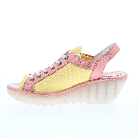 Fly London Yedu YEDU158FLY-015 Womens Yellow Leather Wedges Sandals Shoes