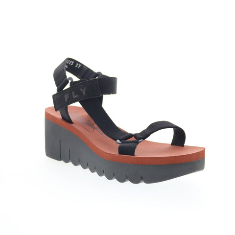 Fly London Yefa YEFA726FLY-000 Womens Black Leather Platform Sandals Shoes