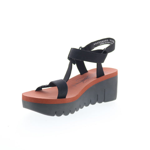 Fly London Yefa YEFA726FLY-000 Womens Black Leather Platform Sandals Shoes