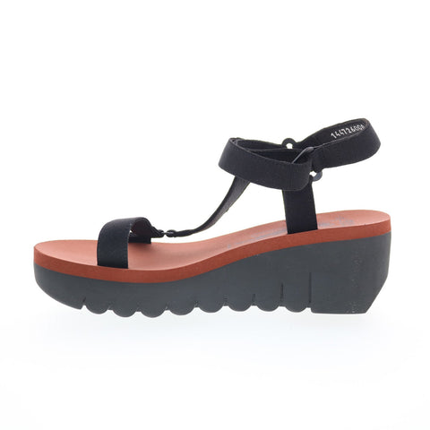 Fly London Yefa YEFA726FLY-000 Womens Black Leather Platform Sandals Shoes