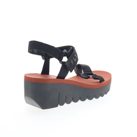 Fly London Yefa YEFA726FLY-000 Womens Black Leather Platform Sandals Shoes