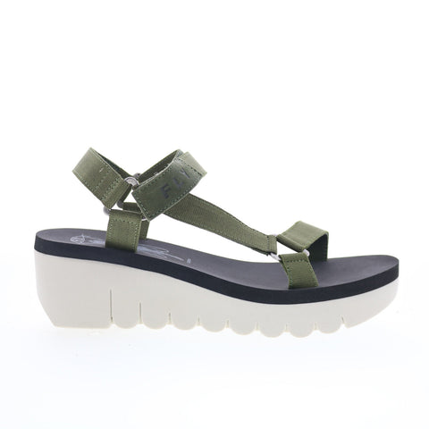 Fly London Yefa YEFA726FLY-006 Womens Green Leather Platform Sandals Shoes