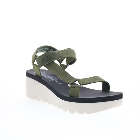 Fly London Yefa YEFA726FLY-006 Womens Green Leather Platform Sandals Shoes