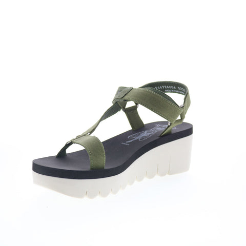 Fly London Yefa YEFA726FLY-006 Womens Green Leather Platform Sandals Shoes