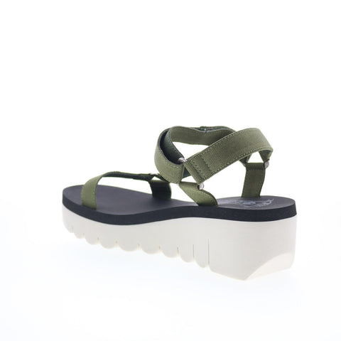 Fly London Yefa YEFA726FLY-006 Womens Green Leather Platform Sandals Shoes