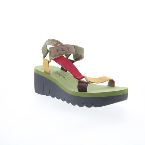 Fly London Yefa YEFA726FLY-012 Womens Green Leather Platform Sandals Shoes