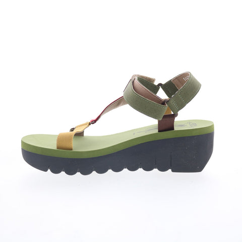 Fly London Yefa YEFA726FLY-012 Womens Green Leather Platform Sandals Shoes