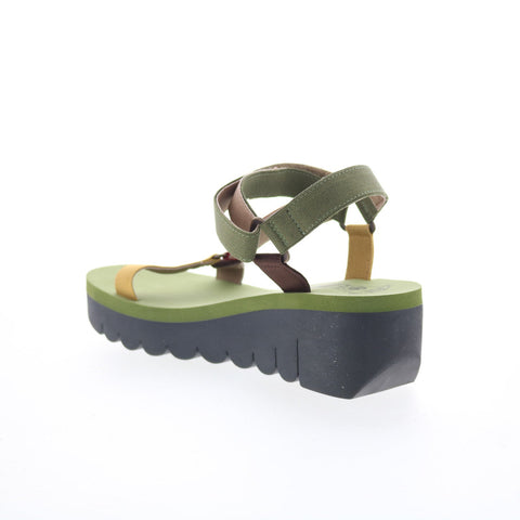 Fly London Yefa YEFA726FLY-012 Womens Green Leather Platform Sandals Shoes