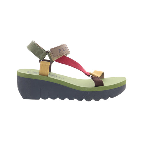 Fly London Yefa YEFA726FLY-012 Womens Green Leather Platform Sandals Shoes