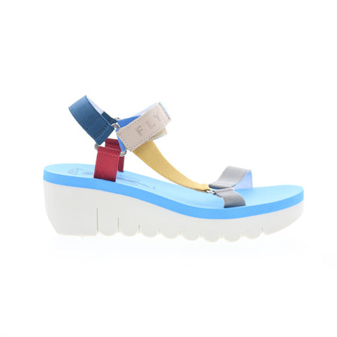 Fly London Yefa YEFA726FLY-004 Womens Blue Leather Platform Sandals Shoes