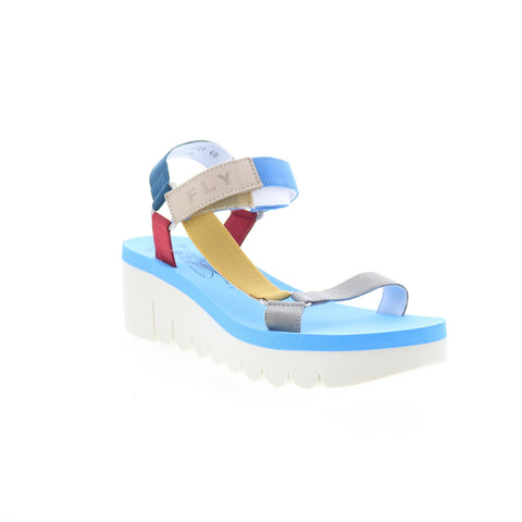 Fly London Yefa YEFA726FLY-004 Womens Blue Leather Platform Sandals Shoes