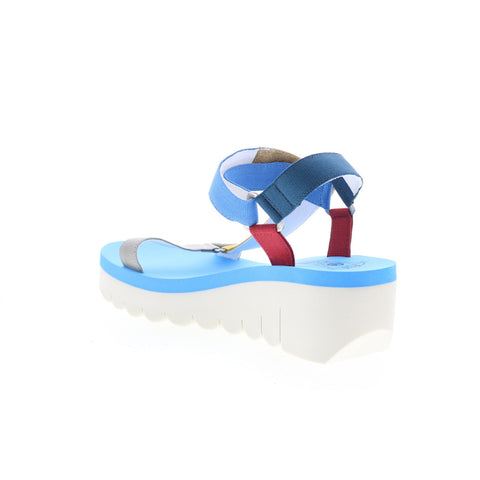 Fly London Yefa YEFA726FLY-004 Womens Blue Leather Platform Sandals Shoes