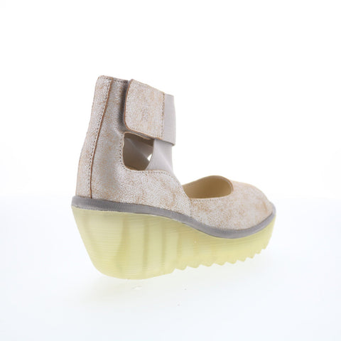 Fly London Yefi YEFI473FLY-002 Womens Beige Leather Wedges Sandals Shoes