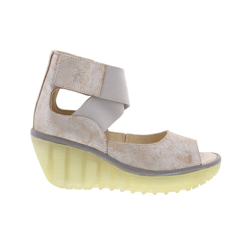 Fly London Yefi YEFI473FLY-002 Womens Beige Leather Wedges Sandals Shoes